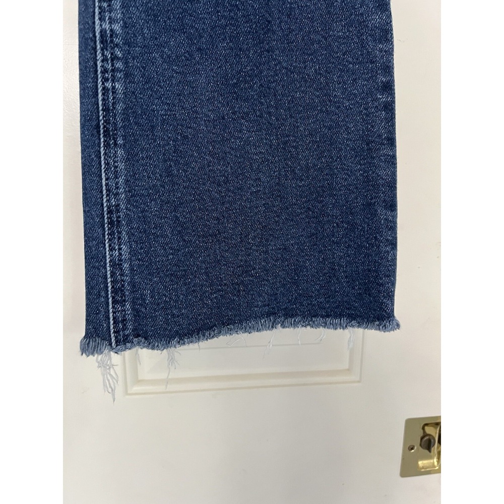 Loft Women's High Waist Flare Crop Blue Jeans Size 30 Raw Hem Stretch - Picture 3 of 7
